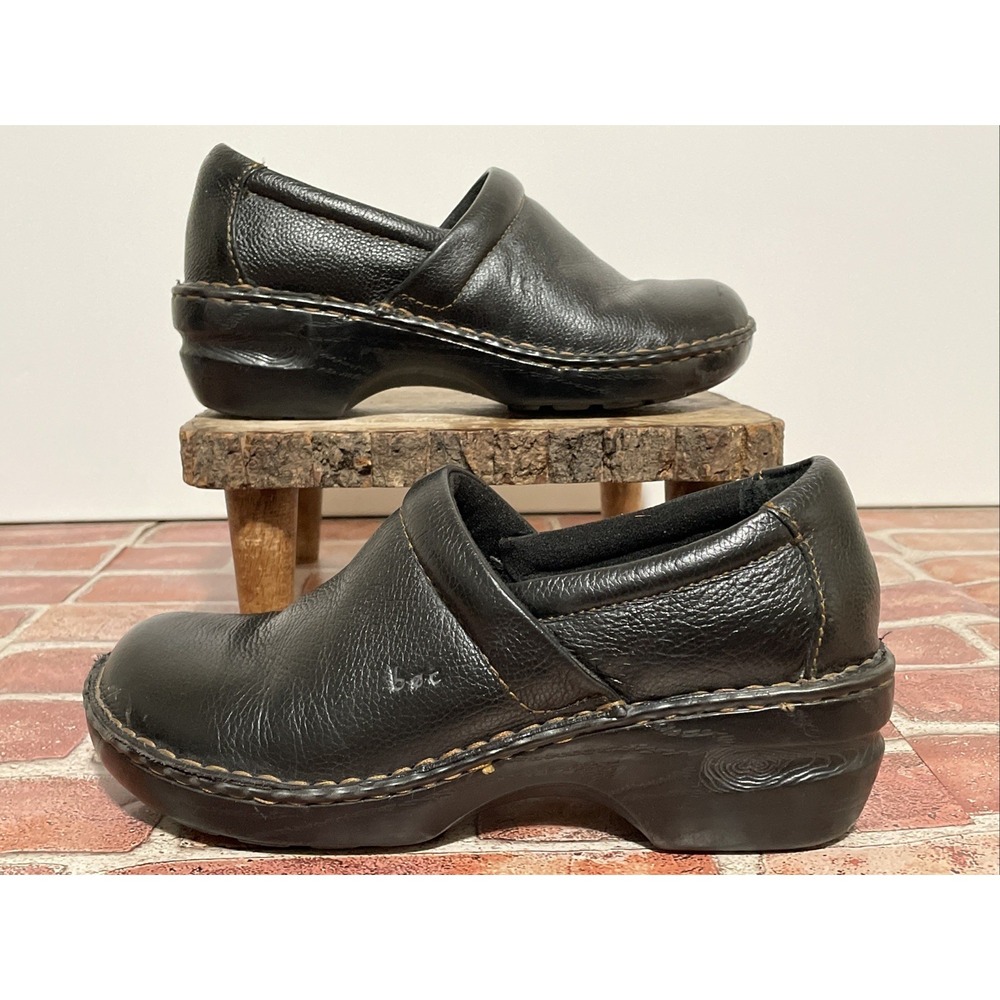 BOC Born Concept BC3832 Womens Black Leather Clogs Slip On Shoes Size 10